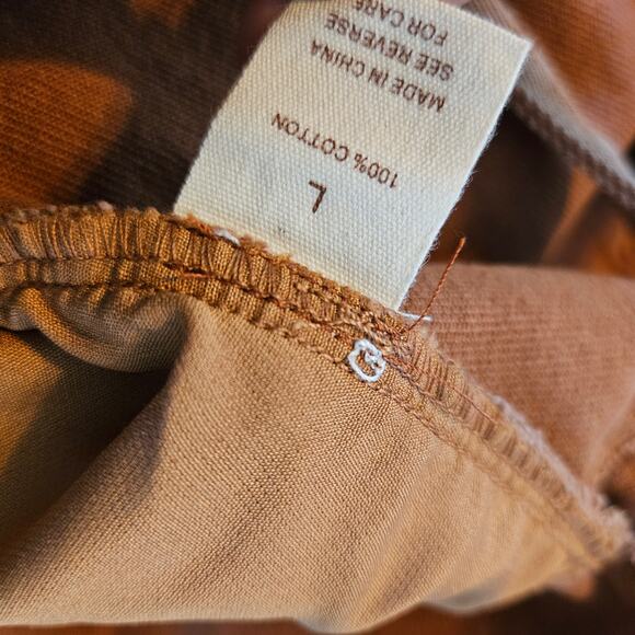 Wishlist Denim Wide Leg Overalls Jumpsuit L Rust Brown Cropped Raw Hem - Picture 11 of 12